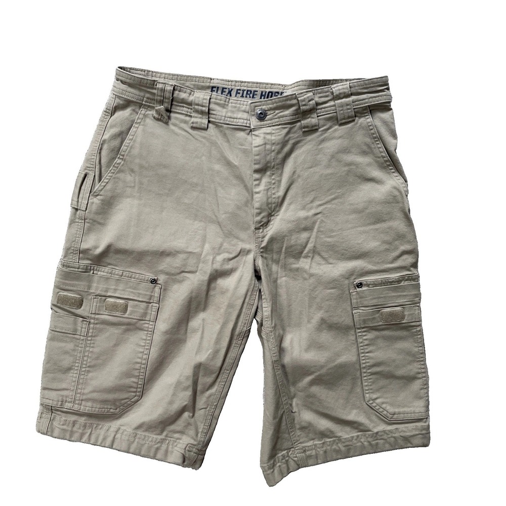 Men's DuluthFlex Fire Hose Cargo Shorts 34 Relaxed Fit Khaki Tan Utility